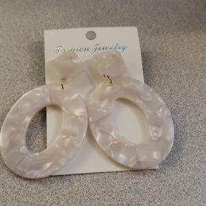 White acrylic dangle earrings